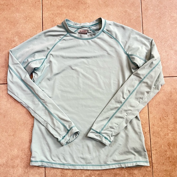 Columbia TITANIUM L Womens Blue Teal Long Sleeve Thumbhole Gym Athletic Top - Picture 3 of 10